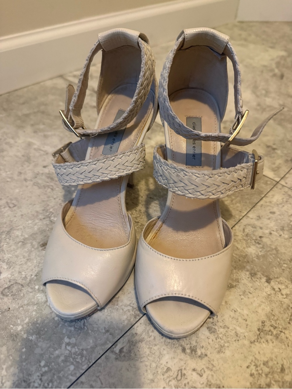 Classiques Entier Braided-Strap Cream Open-Toe Sandals
